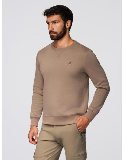 Klasická pánska mikina s okrúhlym výstrihom – svetlohnedá V3 O...