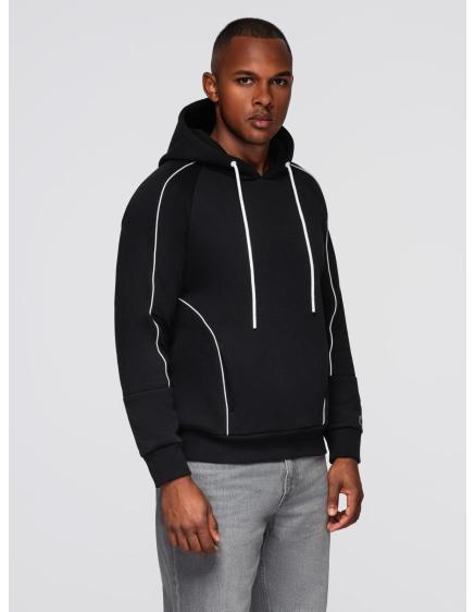 Pánska mikina s kontrastným prešívaním a kapucňou – čierna V1 ...