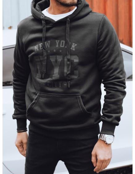 Pánska zateplená mikina s kapucňou, čierna