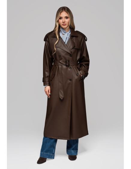 Dámske kabáty s opaskom LARICA OW-COLC-0101 v2 – hnedé