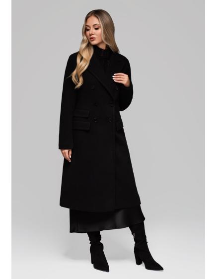 Dámsky dvojradový priliehavý kabát LARICA OW-COLC-0108 v2 – čierny