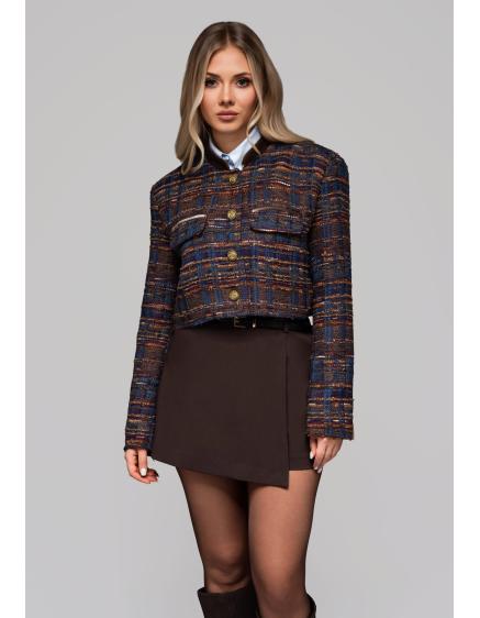 E-shop Dámska krátka bunda v štýle Chanel OW-BLZB-0102 v2 – hnedá
