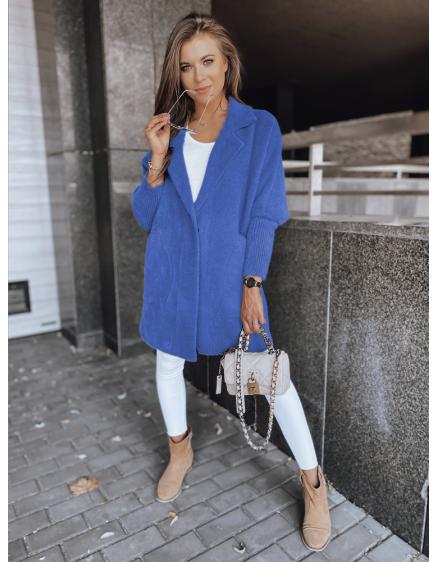 Dámsky kabát z alpaky RITA II modrý s kapucňou