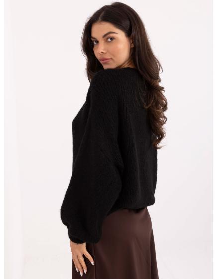 E-shop Čierny oversized sveter s pleteným vzorom
