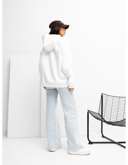 E-shop Ecru dámska oversized mikina s kapucňou RUE PARIS
