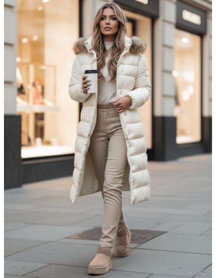 Dámska zimná prešívaná bunda s kapucňou CROMBILA biela