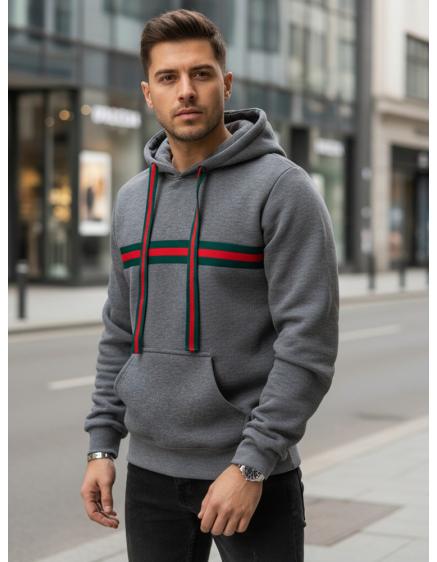 Pánska mikina s kapucňou, tmavošedá