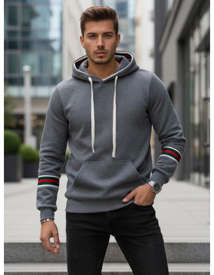 Pánska sivá mikina s kapucňou