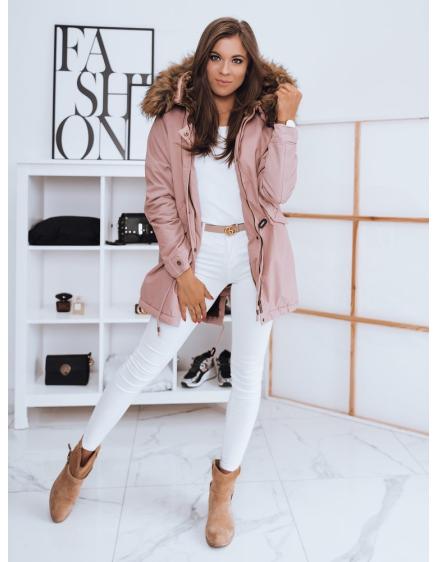 Dámska zimná parka s kapucňou DESTONS ružová