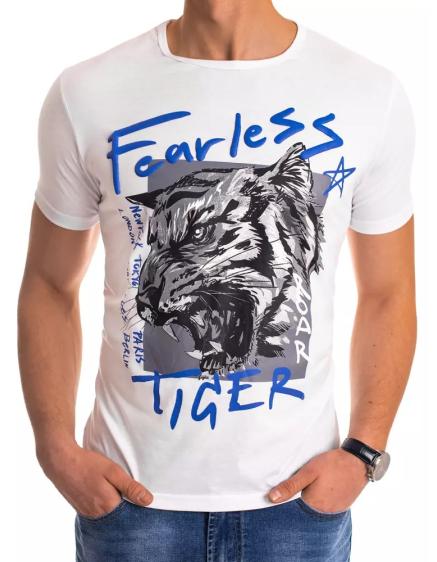 Pánske tričko s potlačou bielej FEARLESS