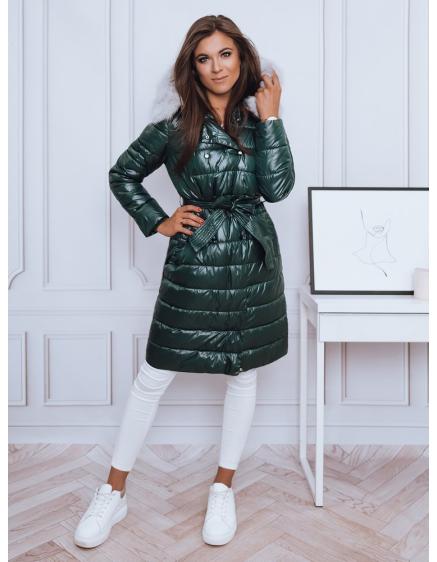 Dámska zimná parka s kožušinkou prešívaná na zips Dortan tmavo...