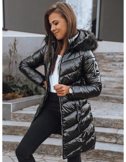 Dámska zimná bunda prešívaná s kapucňou JOVI čierna