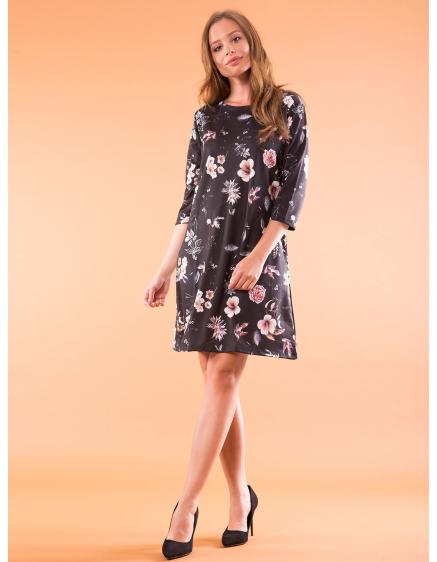 E-shop Dámske nadrozmerné kvetinové šaty FLOWEE Black