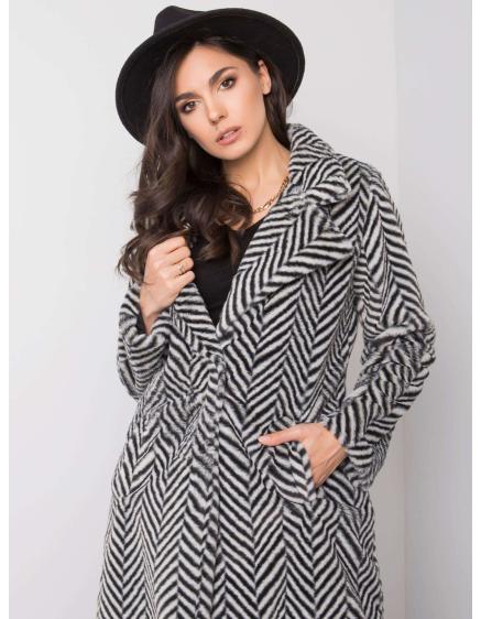 Pruhovaný kabát Giovanne RUE PARIS čierny