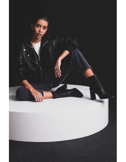 Dámska kožená bunda BSL čierna