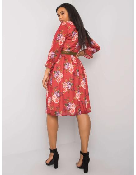E-shop Dámske kvetinové plus size šaty BIANNA burgundy