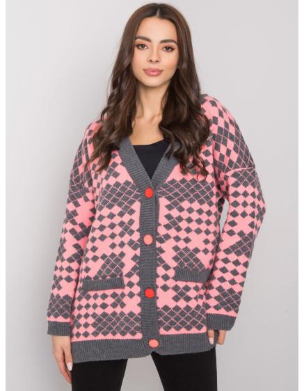 Dámsky sveter na gombíky Janaya RUE PARIS pink-grey