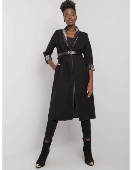 Dámsky kabát s opaskom KATHY čierny