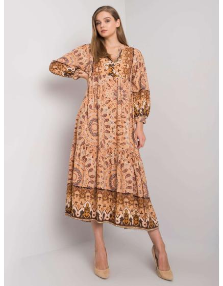 E-shop Dámske šaty s etnickým vzorom Marcy OCH BELLA beige