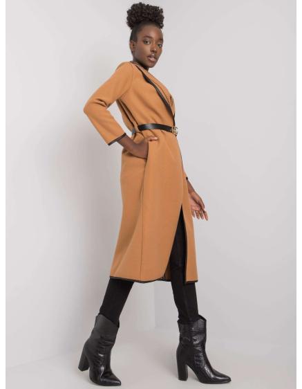 Dámsky kabát s opaskom KATHY hnedý