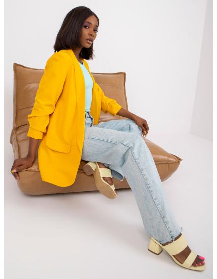 Dámska bunda s 3/4 rukávmi hladká ADELA tmavo žltá