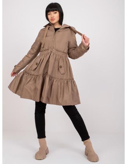 Dámska páperová zimná bunda s kapucňou BRIKA dark béžová