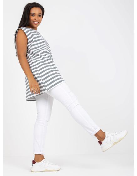 E-shop Dámsky top s okrúhlym výstrihom plus size LIDY bielo-sivý
