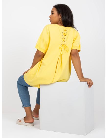 Dámska tunika so šnurovaním na chrbte bavlnená plus size KINA žltá