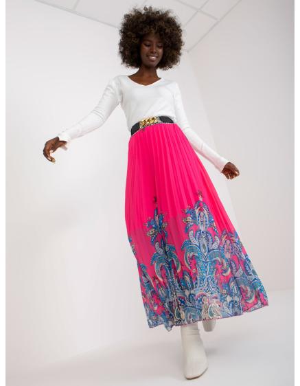 Dámske sukne s potlačou plisovaná maxi KELLY ružová