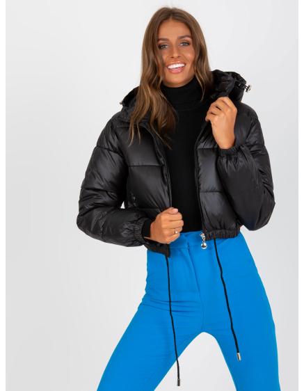 Dámska bunda s kapucňou prešívaná zimná DAHLIA čierna