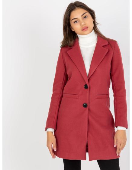 Dámsky kabát so zapínaním na gombíky DALIDA tmavo ružový