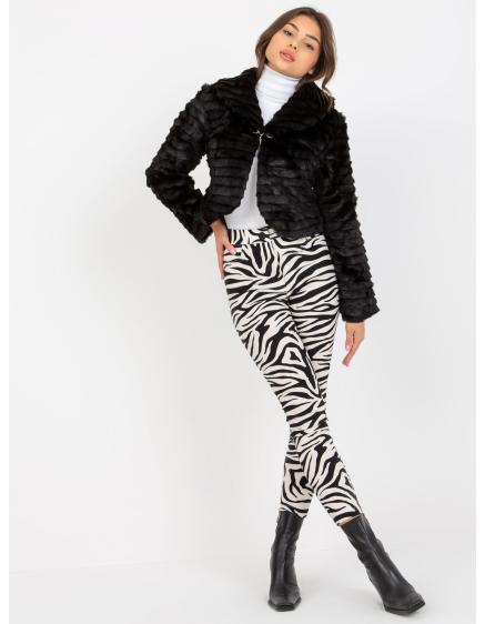 Dámska bunda z umelej kožušiny krátka zimná ILINA čierna