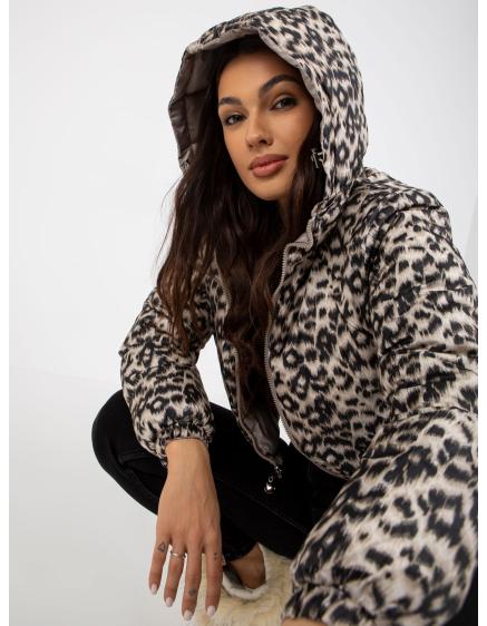 Dámska bunda s kapucňou obojstranná krátka prešívaná NINA béžová