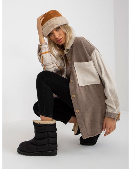 E-shop Dámska košeľa oversize dvojfarebná kockovaná GENESIS béžová