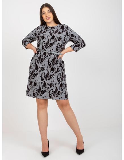 Dámske šaty so vzormi elegantné plus size RAYLEEN čiernobiele