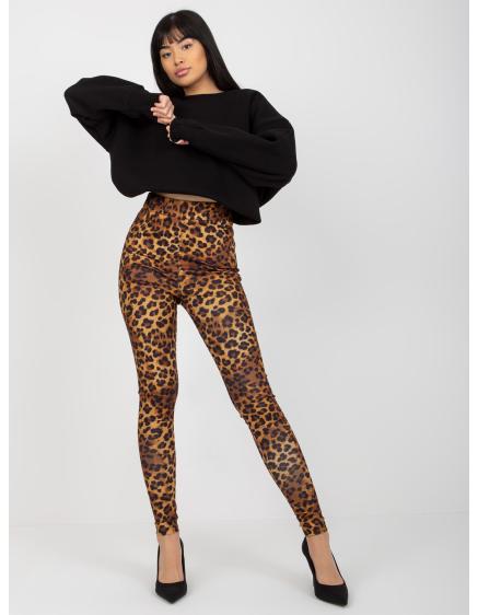 E-shop Dámske legíny s leopardím vzorom BELLE tmavo béžovej a čiernej