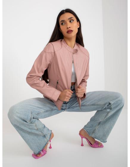 Dámska bunda z ekokože s podšívkou ILLI svetlo ružová