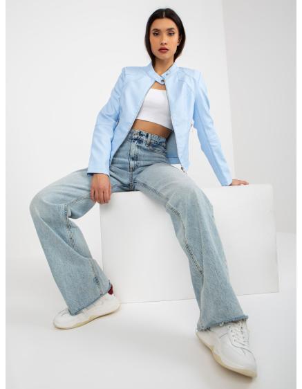 Dámska bunda z ekokože s podšívkou ANGELINNE svetlo modrá