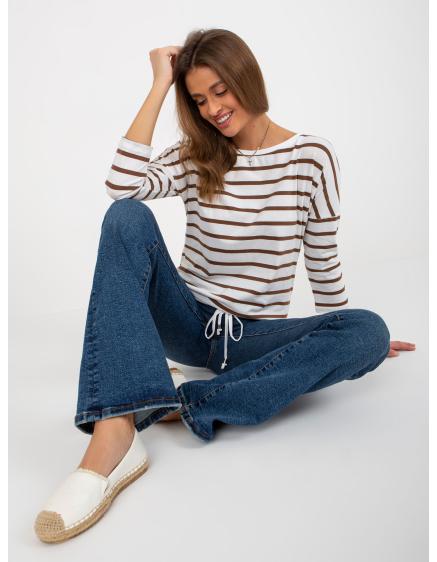E-shop Dámska blúzka s 3/4 rukávmi BASIC FEEL GOOD ecru-hnedá