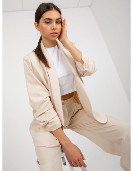 Dámske sako bez gombíkov ERNESTA svetlo béžové